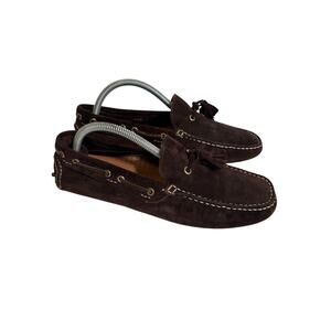 Henderson Baracco Italian Suede Driving Loafers Slip On Shoes Brown Size 42